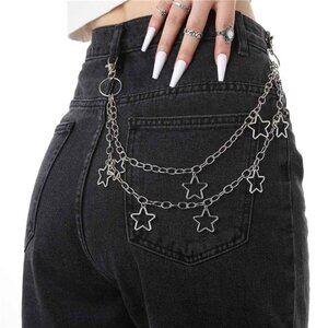 Layered Acrylic Metal Keychain Chains Grunge Punk Y2K Waist & Pocket Accessory